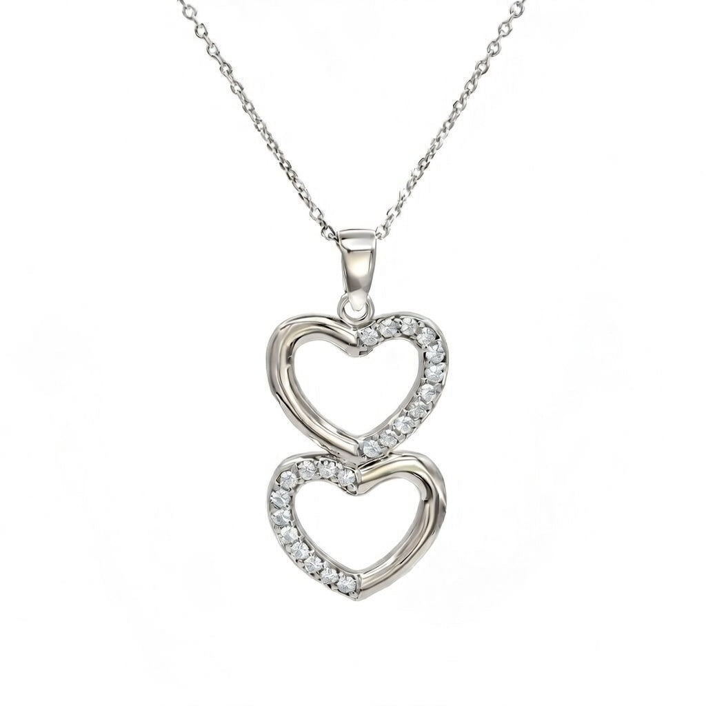 Luxuriöser Herzen-Anhänger aus Silber mit Ankerkette – Gelbvergoldet & funkelnde Zirkonia