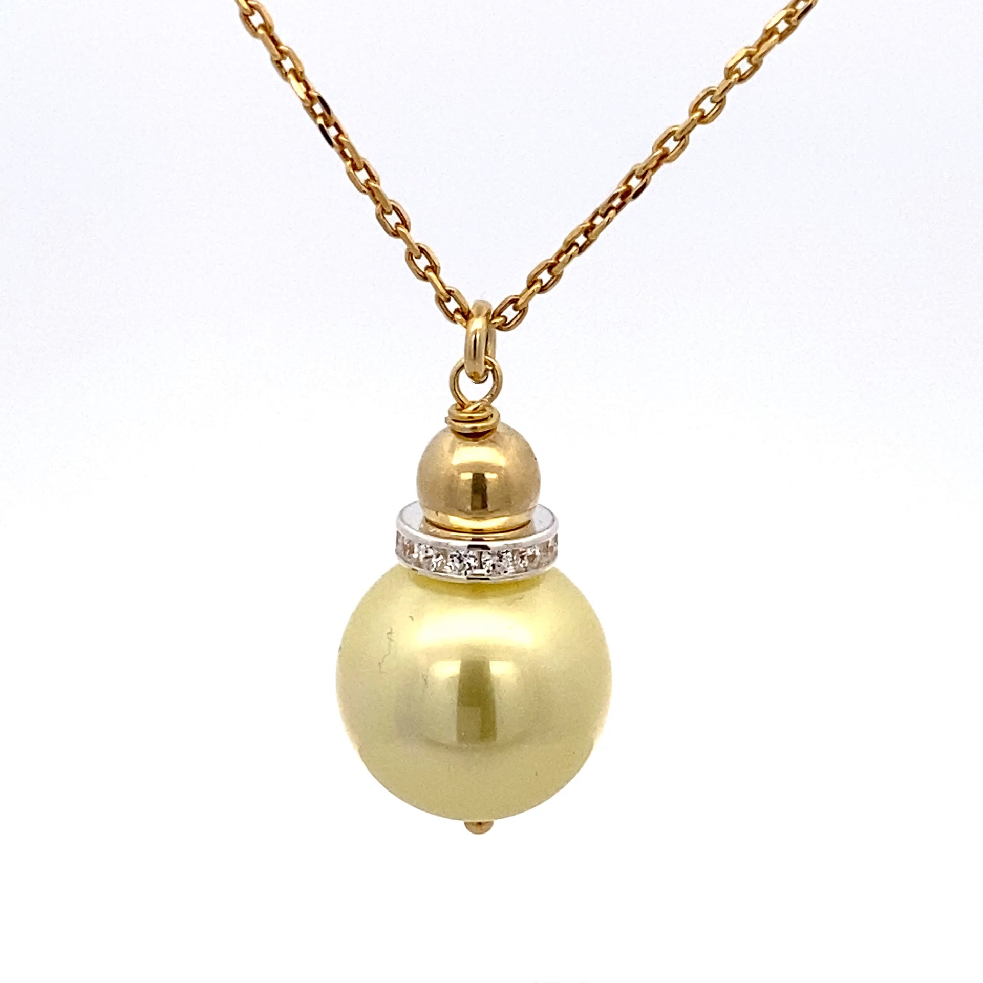Ralf Scharrer meets Vinczenza!  925 Silber gelbvergoldetes Collier mit polierter Kugel und weißem Zirkonia-Stein