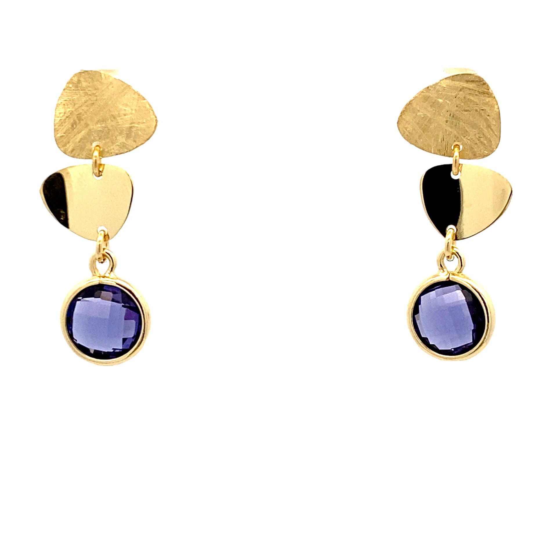 Ralf Scharrer meets Vinczenza!   exklusiver silbener Ohranhänger, gelbvergoldet,  mit lilafarbenem facettiertem Amethyst