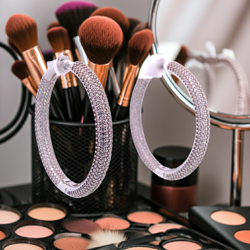 Ralf Scharrer meets Vinczenza!  edleSilber-  Creolen 39 mm mit weißen Zirkonia- Steinen