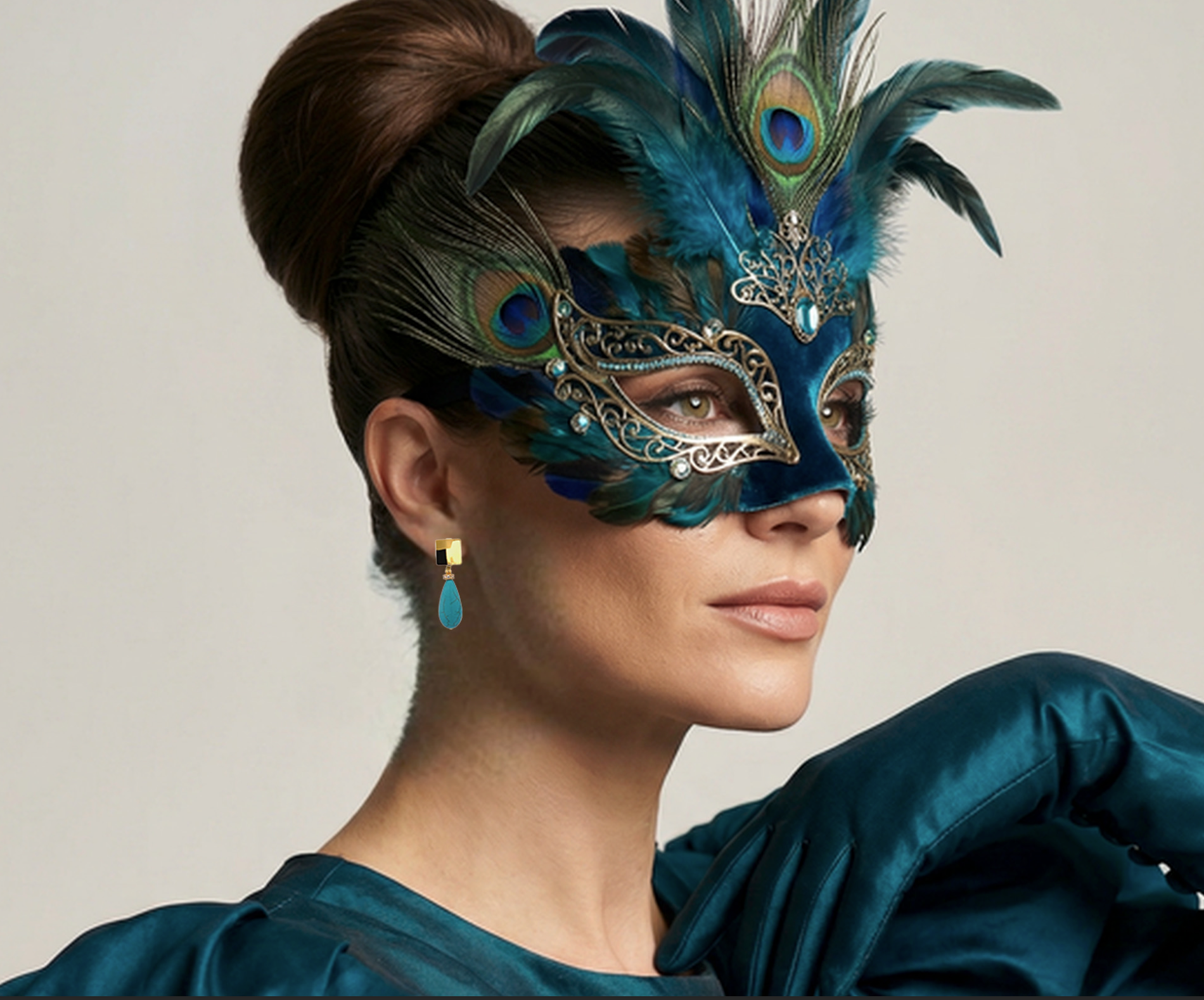 Ralf Scharrer meets Vinczenza!   Ohranhänger Design  "Tropfen" 925 Silber, gelbvergoldet in Rot und Türkis