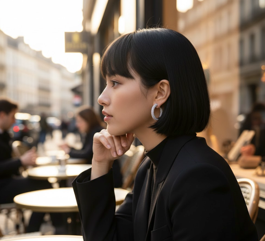 Ralf Scharrer meets Vinczenza!  edele Silber- Creolen 29,5 mm mit vielen kleinen Zirkonia-Steinen