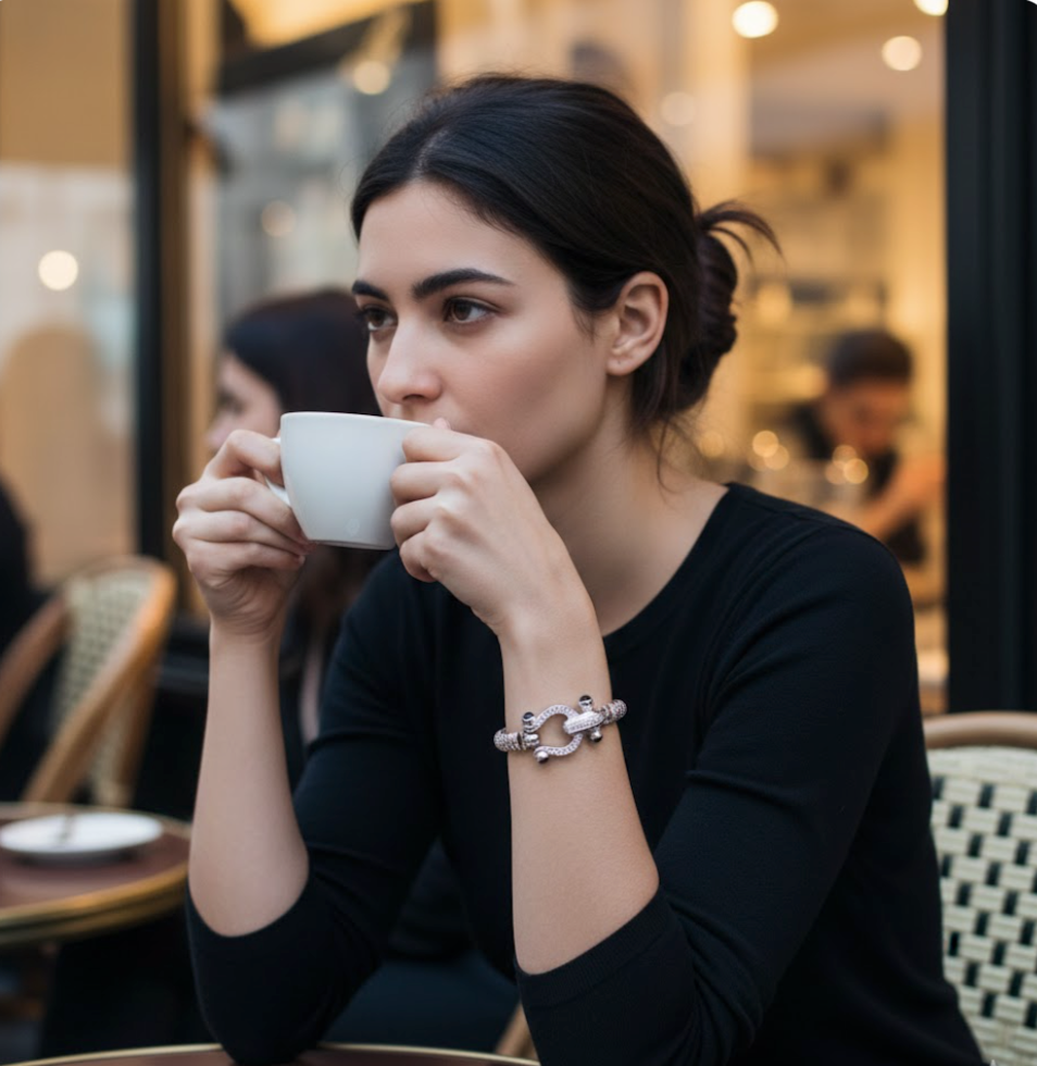 Ralf Scharrer meets Vinczenza!  925 Silber Armreif , rhodinierter oder gelbvergoldeter aussergewöhnlicher Armreif