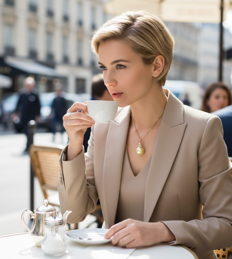 Ralf Scharrer meets Vinczenza!  925 Silber gelbvergoldetes Collier mit polierter Kugel und weißem Zirkonia-Stein