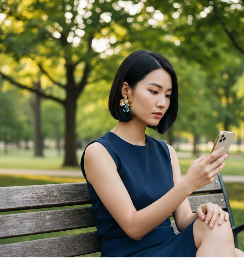 Ralf Scharrer meets Vinczenza!  exklusive Ohrringe Silber gelbvergoldet mit großem weißem Zirkonia-Stein und einem hellblauen tropfenförmigen Zirkonia.-Stein