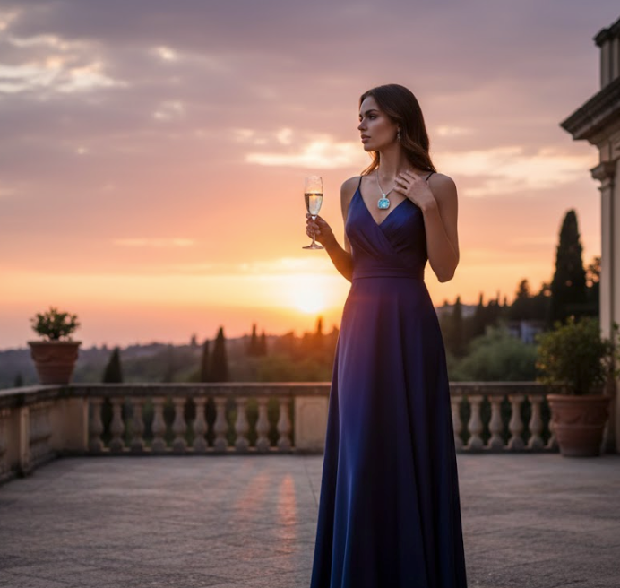 Ralf Scharrer meets Vinczena!   exklusiver Anhänger/ Ankerkette mit hellblauem Zirkonia-Stein 925 Silber rhodiniert oder gelbvergoldet