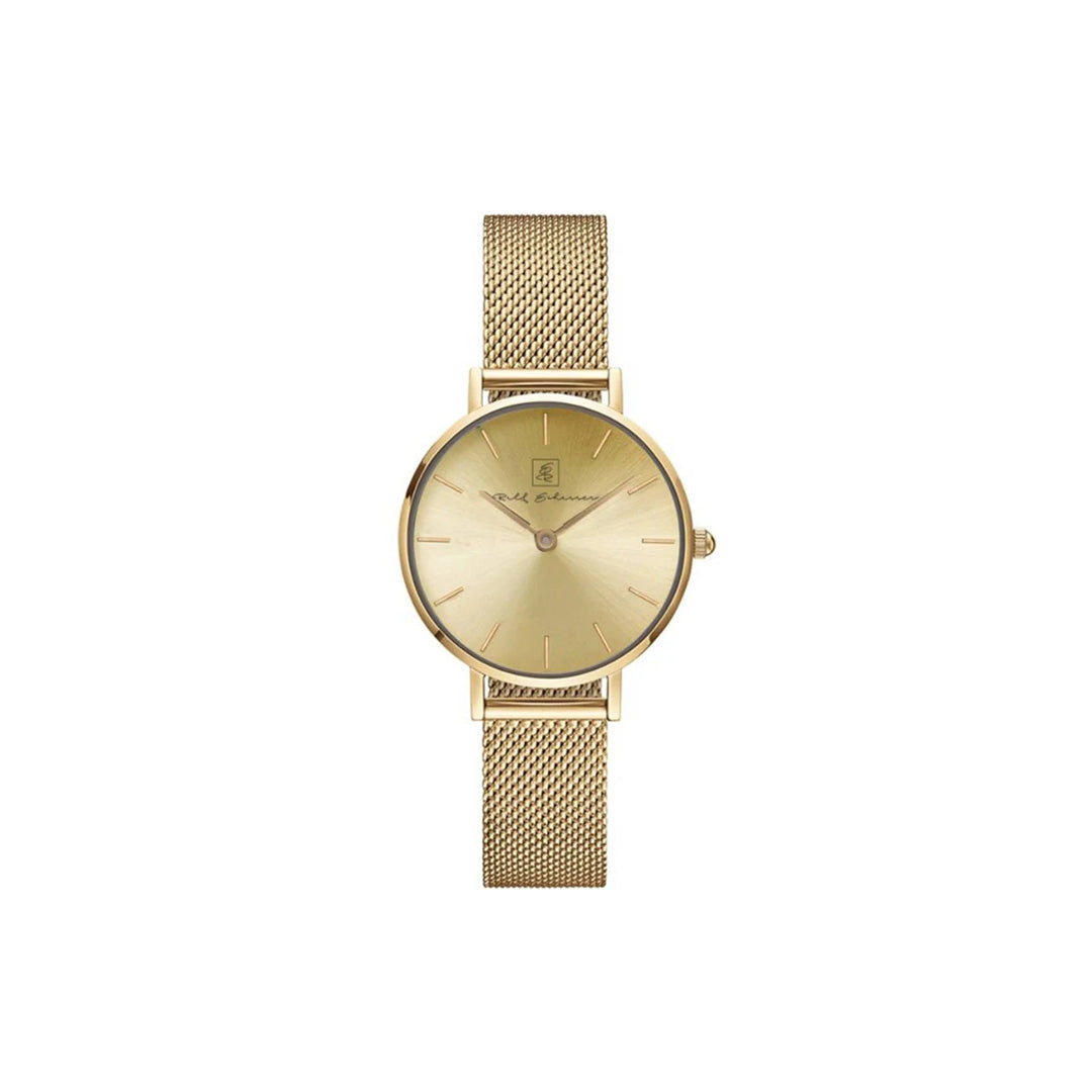 Gold ist Inn! Damenuhr Milanese Goldfarbenes Armband mit goldfarbenen Ziffernblatt “Pforzheim” 32 mm