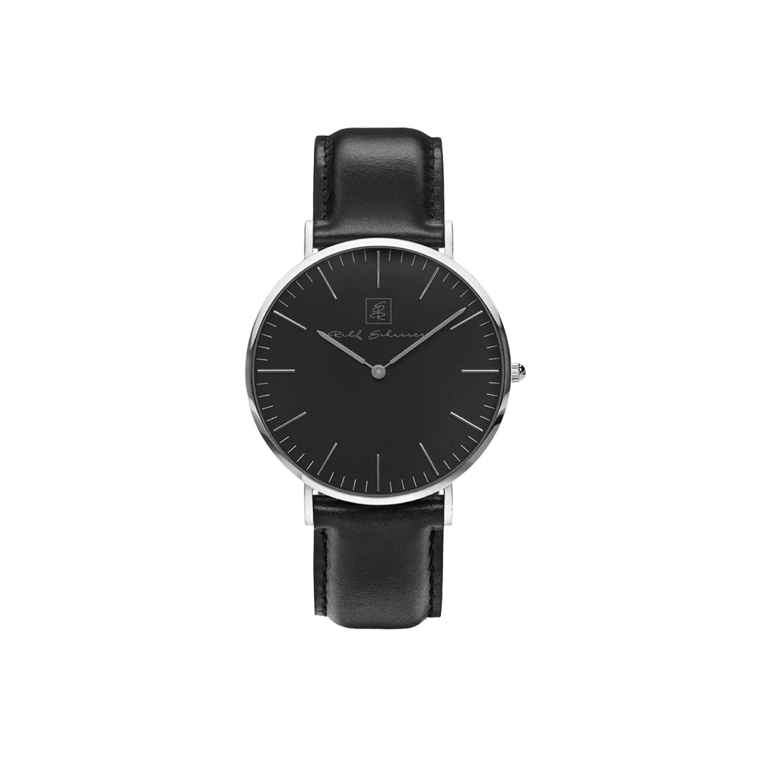 Zeit für Stil! Armbanduhr “Marcus” 38 mm mit schwarzem Ziffernblatt und Lederarmband