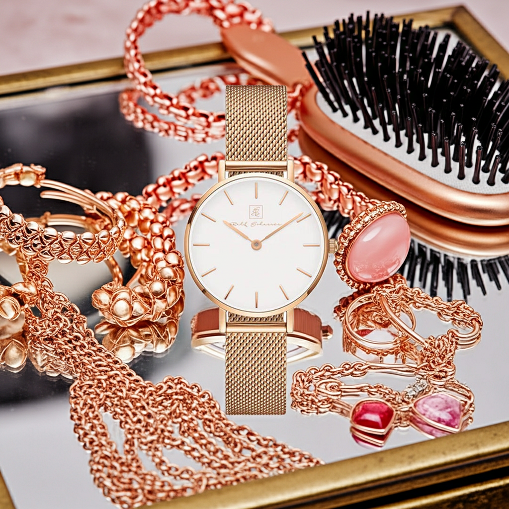 Leicht. Flach. Elegant!  Damenuhr Milanese rose gold  mit weissem Ziffernblatt “Rosenheim” 32 mm