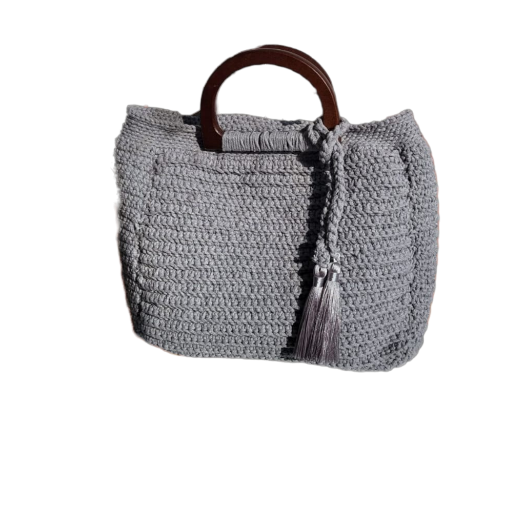 Ralf Scharrer meets Cemile Tiryaki - Unikat "Hanna- Handbag" gehäkelt, Farbe Grau