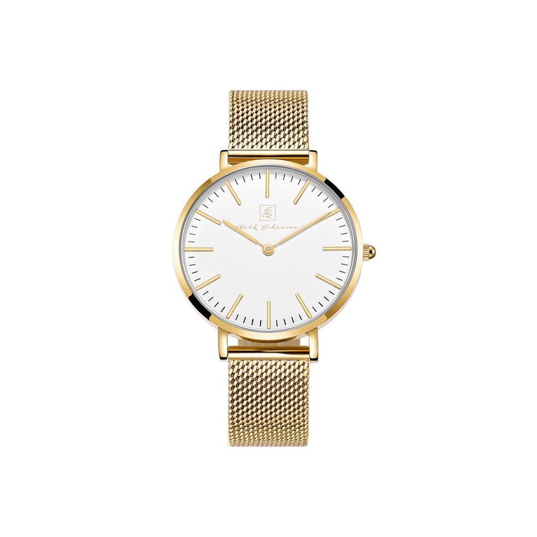 Eine Uhr- null Kompromisse!  Unisex-Armbanduhr “Schwabach” 32 mm/ 40 mm in Goldfarben mit weissem Ziffernblatt